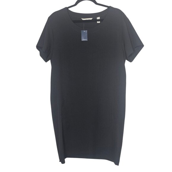 Lands End 6 Black Crepe T Shirt Shift Dress Pockets Mini Minimalist Casual Lagom - Picture 1 of 5